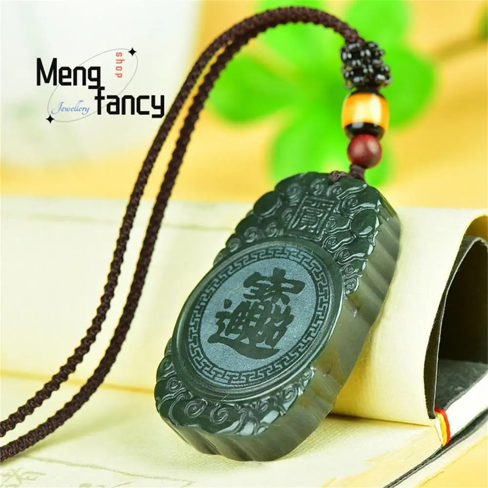 Natural Hetian Green Jade Auspicious Clouds Make Money And Gain Treasure Pendant Simple Exquisite Best Selling Fashion Jewelry