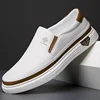 Men's Handmade Leather Shoes Luxury Casual Shoes White Male Loafers Moccasins Office Formal Flats Outdoor Slip on Shoes for Men