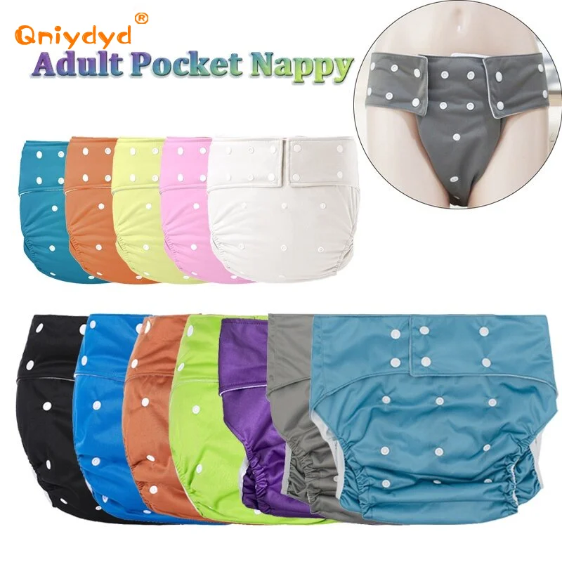Adult Diaper Incontinence Pants Waterproof Washable Reusable Adult Cloth Diaper Adjustable Pocket For Bed Incontinence
