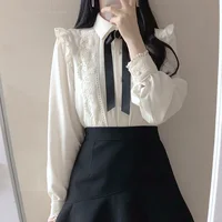 Hot Sales Women Cute Sweet Girls Preppy Style Tops Blouses Formal FLHJLWOC Office Lady Basic White Button Shirts - Image 4