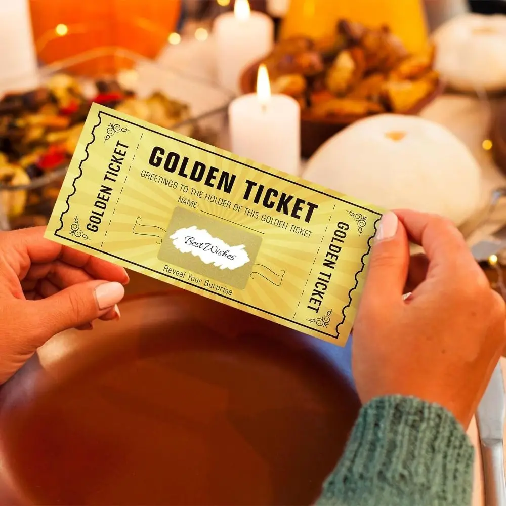 Ticket Scratch Card with Envelope Scratch Off Ticket Surprise Gift Reveal Wedding Card Concert Cinema Voucher Raffle Gift