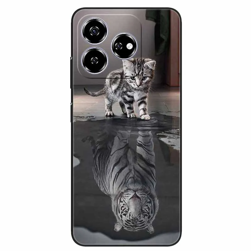 Stylish Black TPU Soft Silicone Phone Cover with Artistic Design