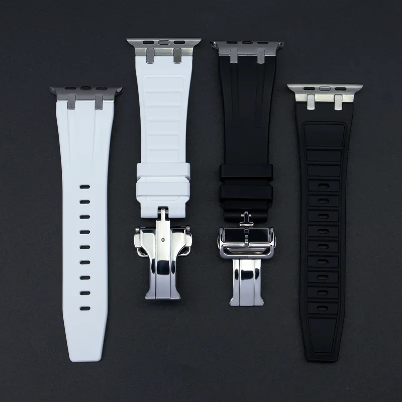 Premium Rubber Wristband with Metal Folding Clasp and Stainless Steel Buckle