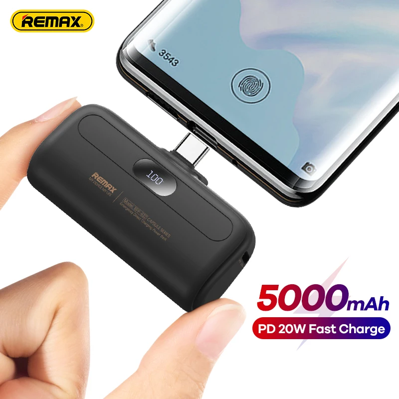 Remax Mini Power Bank 5000mAh Fast Charging for Xiaomi Samsung Huawei External  Battery Small Portable Powerbank USB Type C
