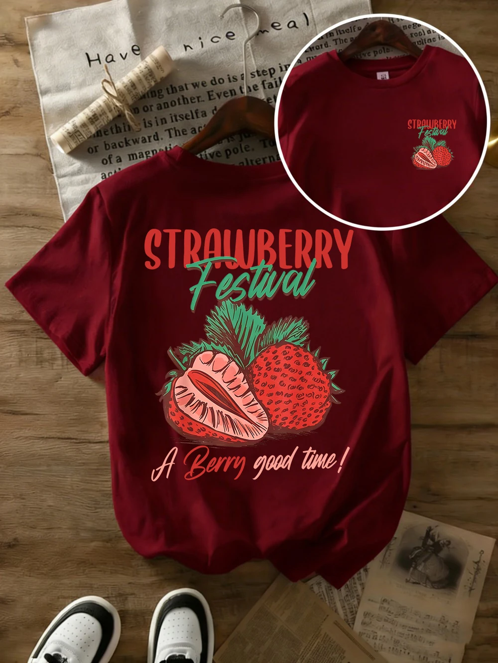 Strawberry Festival Oversized Women's Cotton T-Shirts - Soft & Comfortable Summer Tees