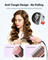 Brosse à air chaud 4 en 1 Lissage/Arrondissement/Volumisation Sèche-cheveux en une seule étape 2 vitesses et 3 modes de chaleur 100-240V avec prise US/EU/UK 3