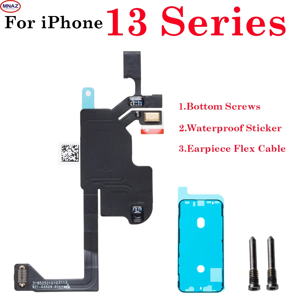 

1set Front Top Ear Earpiece Proximity Light Sensor Flex Cable + Waterproof Sticker + Bottom Screws For iPhone 13 mini Pro Max