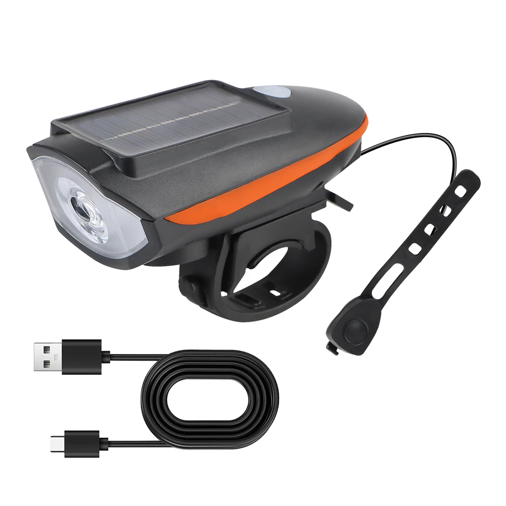 Solar Bicycle Light For Bicycle Motorcycle Bike Electric Bell High Brightness Front Searchlight Night Light with Horn