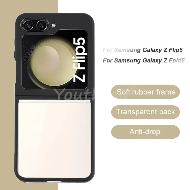 

For Samsung Galaxy Z Flip 5 Case Luxury Silicone Tranperant TPU Cover Samsung Z Flip5 Fold 5 Case Shockproof Back Z Flip 5 Cover