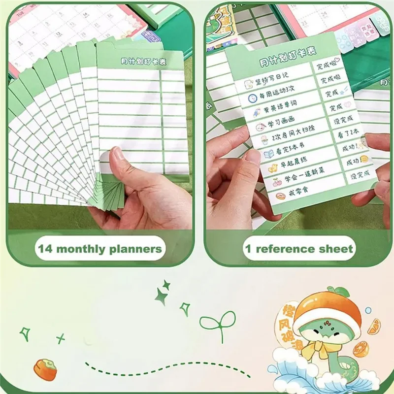 Desk Calendar Year Of The Snake Tabletop Flipes Monthly Calendar Schedules Planner With Labels For Kids Planning