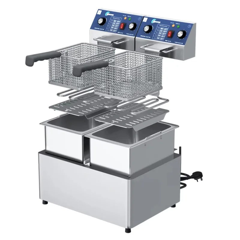 Bestselling Electric 6L + 6L Commercial Desktop Double Pot Fryer Restaurant Kitchen Portable French Fry Fryer