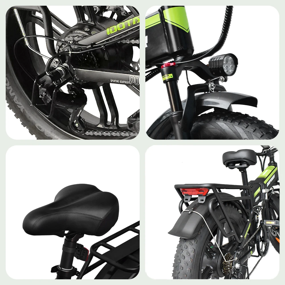Adults Electric Bicycle ZPW H20Pro EBike Panasonic Battery 48V 25AH 2000W 20 inch Fat Folding Mountain Snow Motorcycles