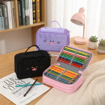 Nuovi arrivi per il ritorno a scuola, grazioso astuccio a strati multifunzionale con ricami.