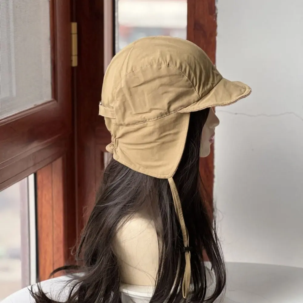 Casual Solid Color Bomber Hat Ear Protection Velvet Pilot Hat Men Women Outdoor Winter Cap Ski Earflap Bonnet Lei Feng Hat