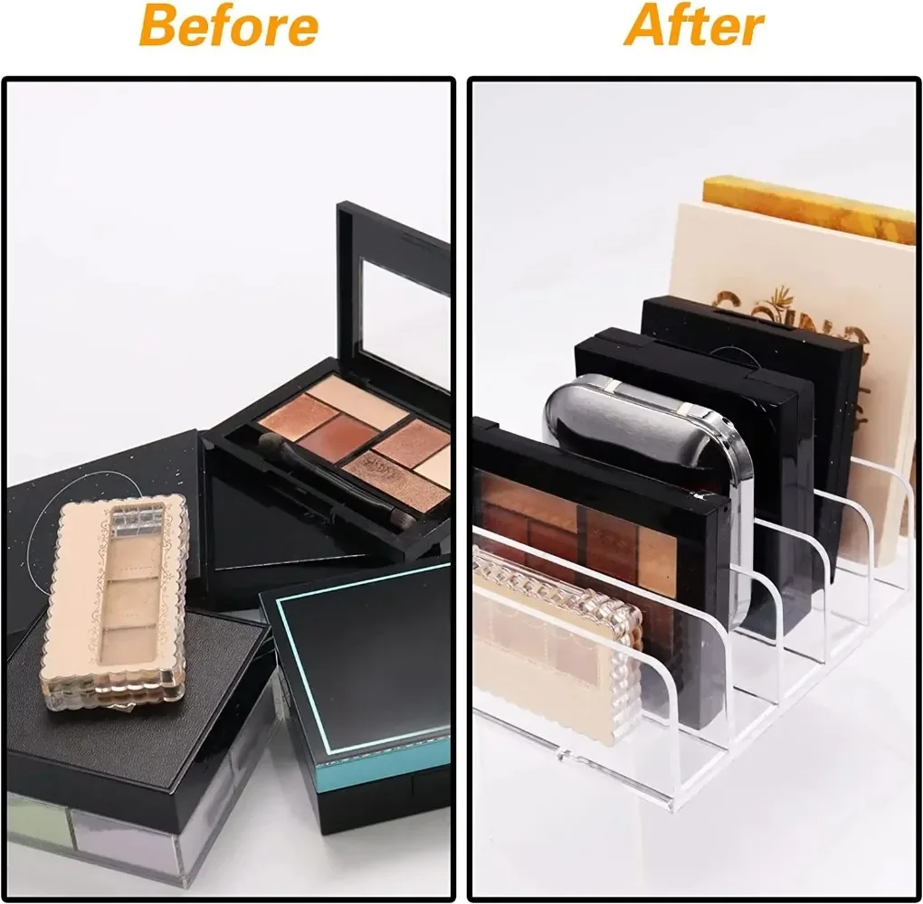 7-Compartment Transparent Makeup Organizer for Eyeshadow Palette and Cosmetics, Vanity Table and Bathroom Countertop Storage Box 4
