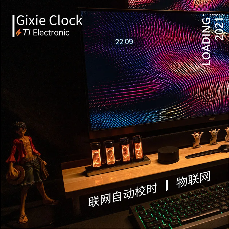 Digital Clock Table Clock Digital Desk Clock Digital Table Clock Mini Desk Clock Retro Desk Clock Glow tube clock RGB creative desktop decoration gift Glow clock B station fan count alarm Gixi
