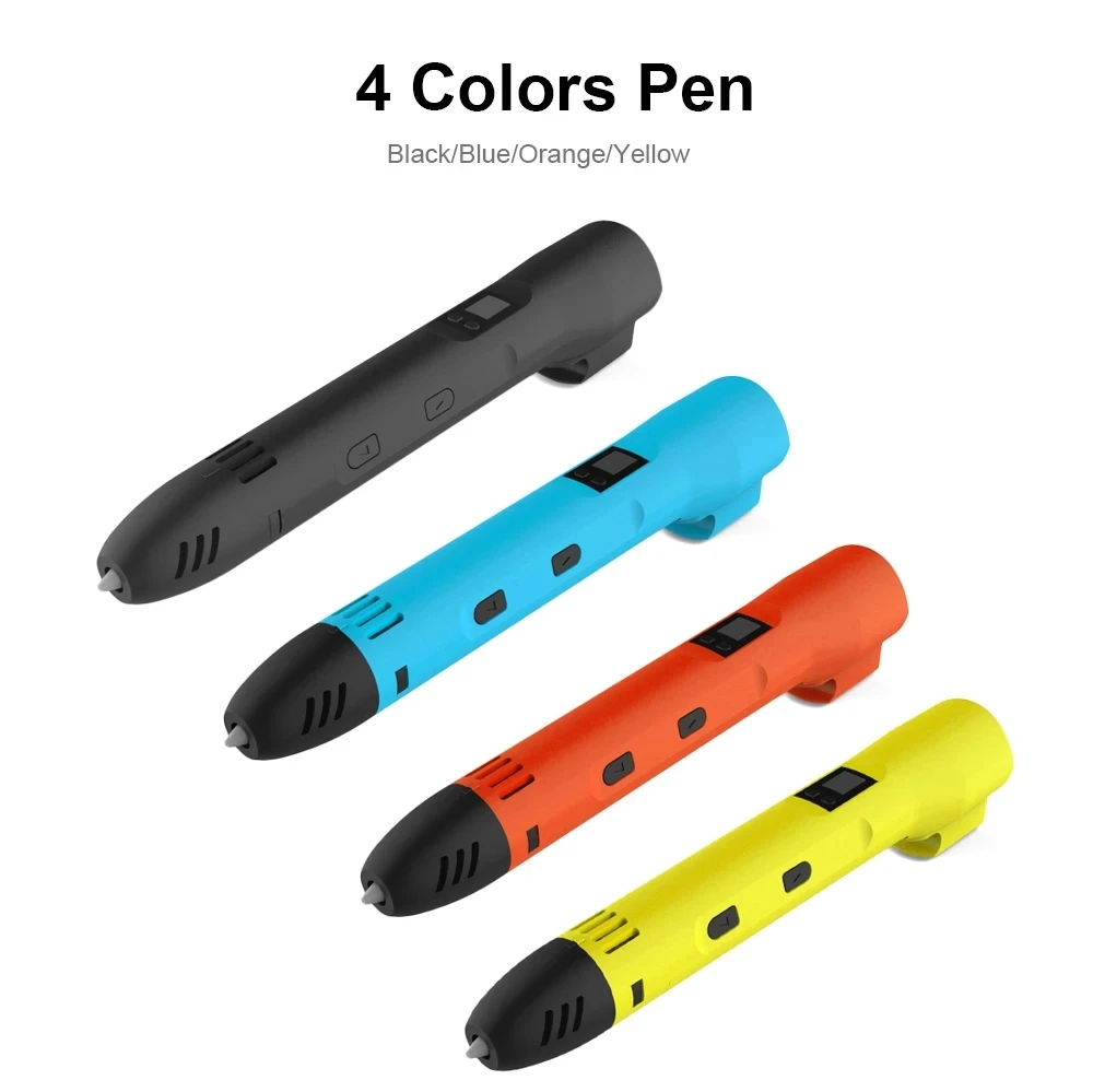 QCREATE 3D Pen Supports 1.75mm PLA PCL Filament LCD Screen Temperature And Speed Regulation Includes 100Meters Consumables