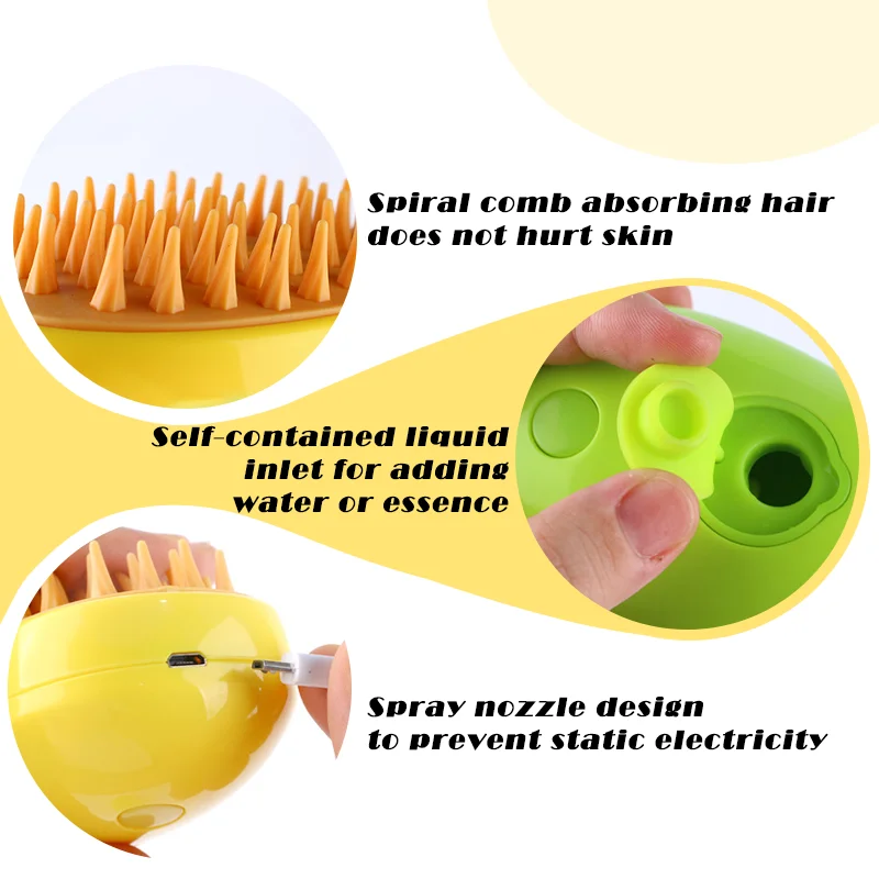 Cat and Dog Pet Electric Spray Massage Comb Soft Silicone Depilation Cats Bath Brush Floating Hair Removal Cat Accessories