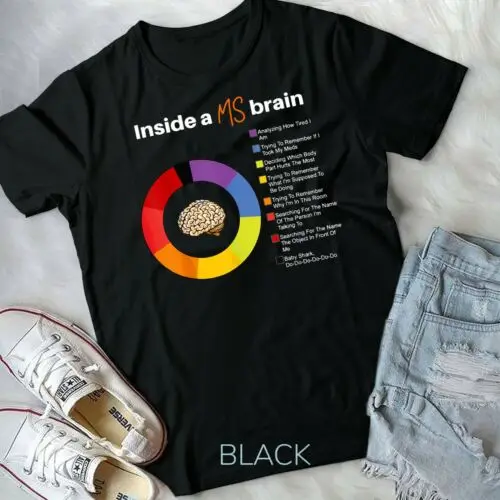 

Футболка унисекс с принтом из мультфильма склероза с надписью «Inside A Ms Brain»