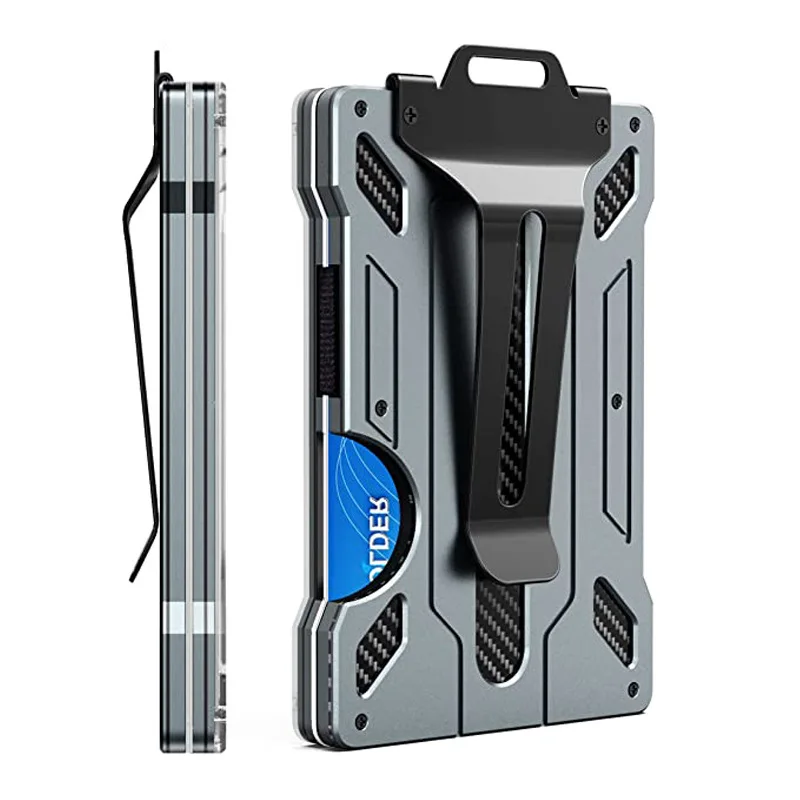 RFID Men's Minimalist Wallet - Sleek Metal Case with Money Clip and Card Holder
