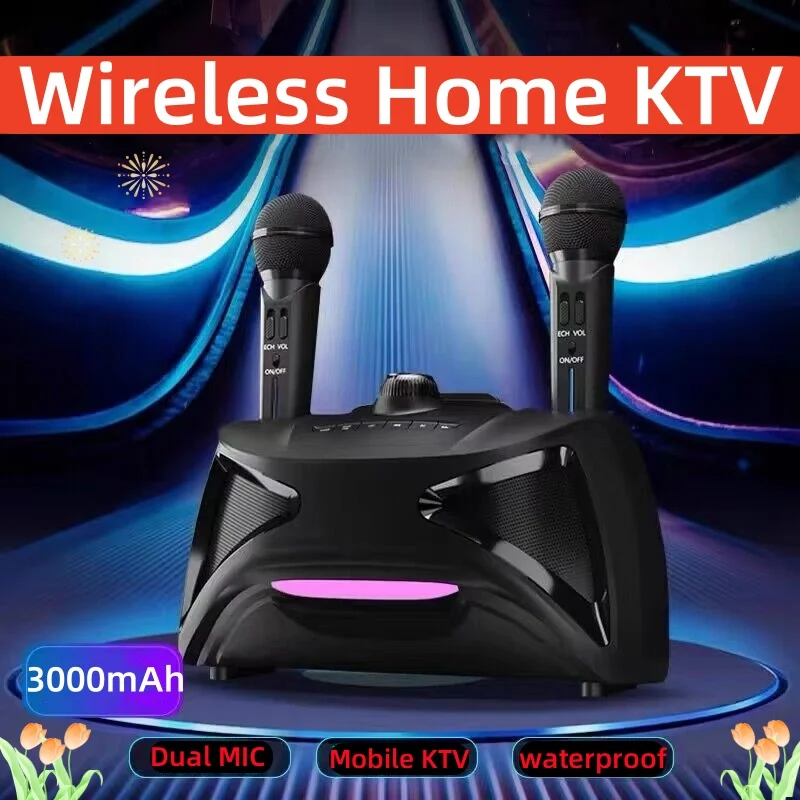 

Portable Bass Speaker Home Bluetooth Speaker Outdoor KTV Set Home Theater Sound System Dual Mic HIFI Stereo Karaoke Home KTV