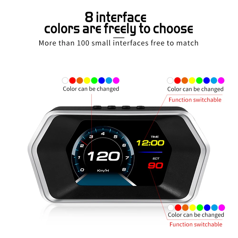 GEYIREN P17 HUD  ÷, ڵ ÷ OBD2  GPS º ǻ  ӵ,    µ , ڵ  ǰ