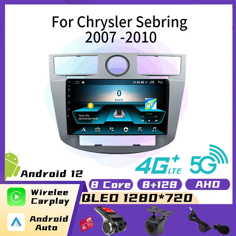 

2 Din Android Radio for Chrysler Sebring 2007 -2010 9 Inch Car Multimedia Video Player Audio FM GPS Navigation Head Unit Stereo
