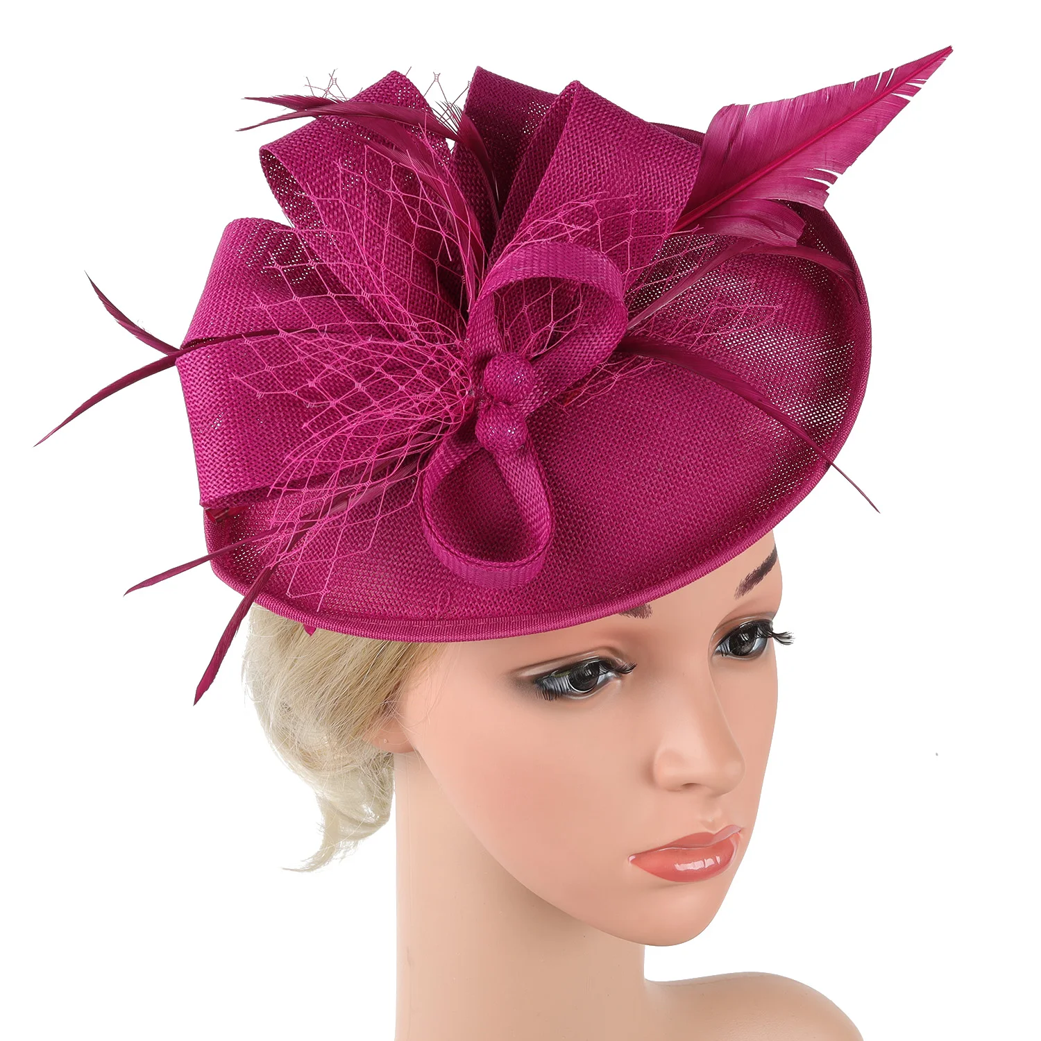 Teardrop Schwere Weben Sinamay Schleife Schleier und Feder Fascinator Formalen Hut Kentucky Derby,Ascot, Melbourne Cup, kirche Kopfstück – Detail 9