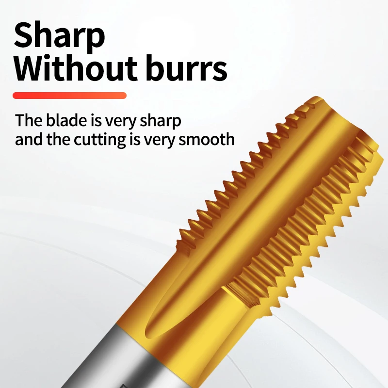 HSSE-35 JIS Standard TIN Coating Pipe Straight Fluted Tap NPT NPS 1/16 1/8 1/4 3/8 1/2 Machine Screw