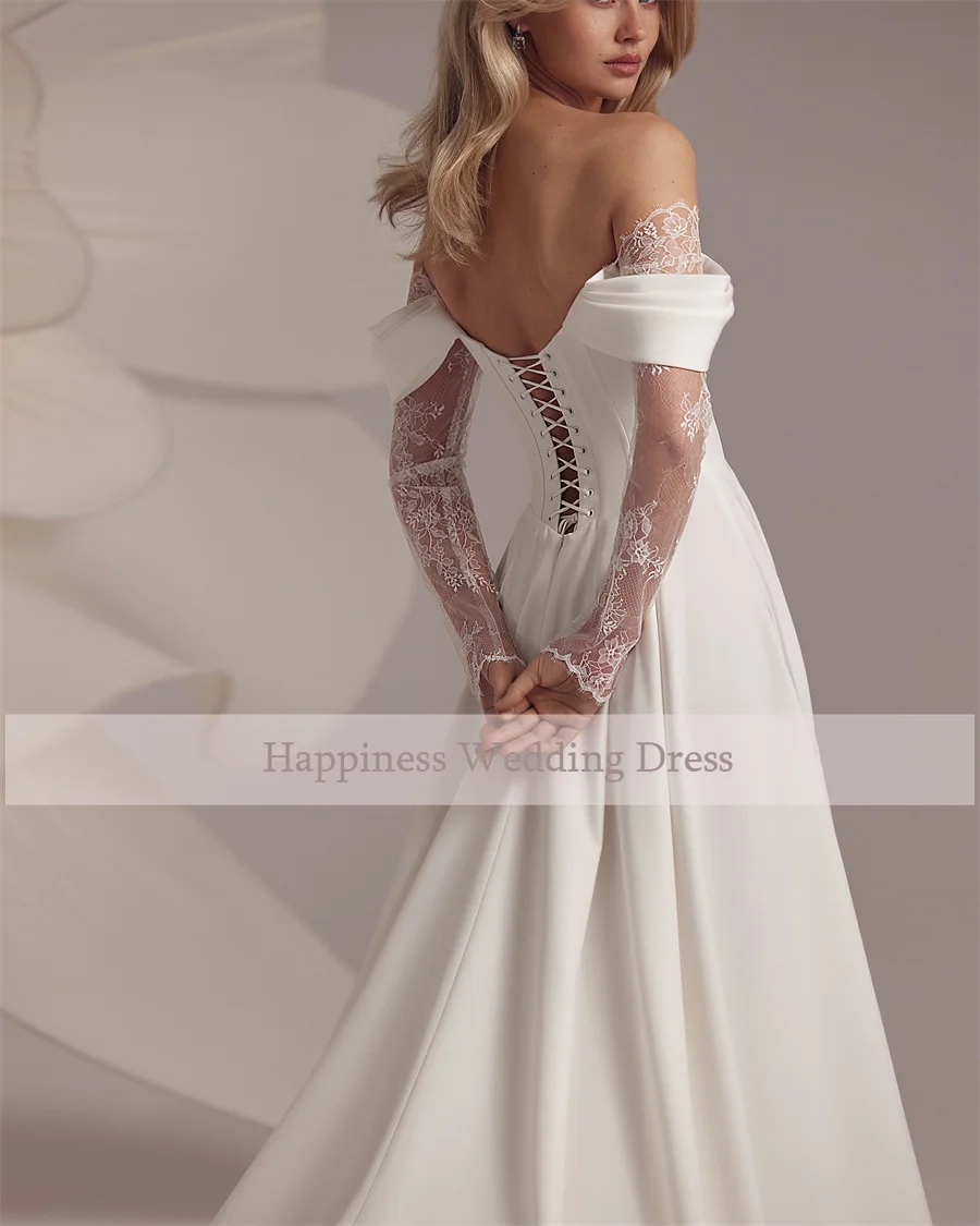 Customized Strapless Corset Designs 3/4 Lace Sleeve A-Line Front Split Lace Up Wedding Dresses vestidos de novia wedding dresses