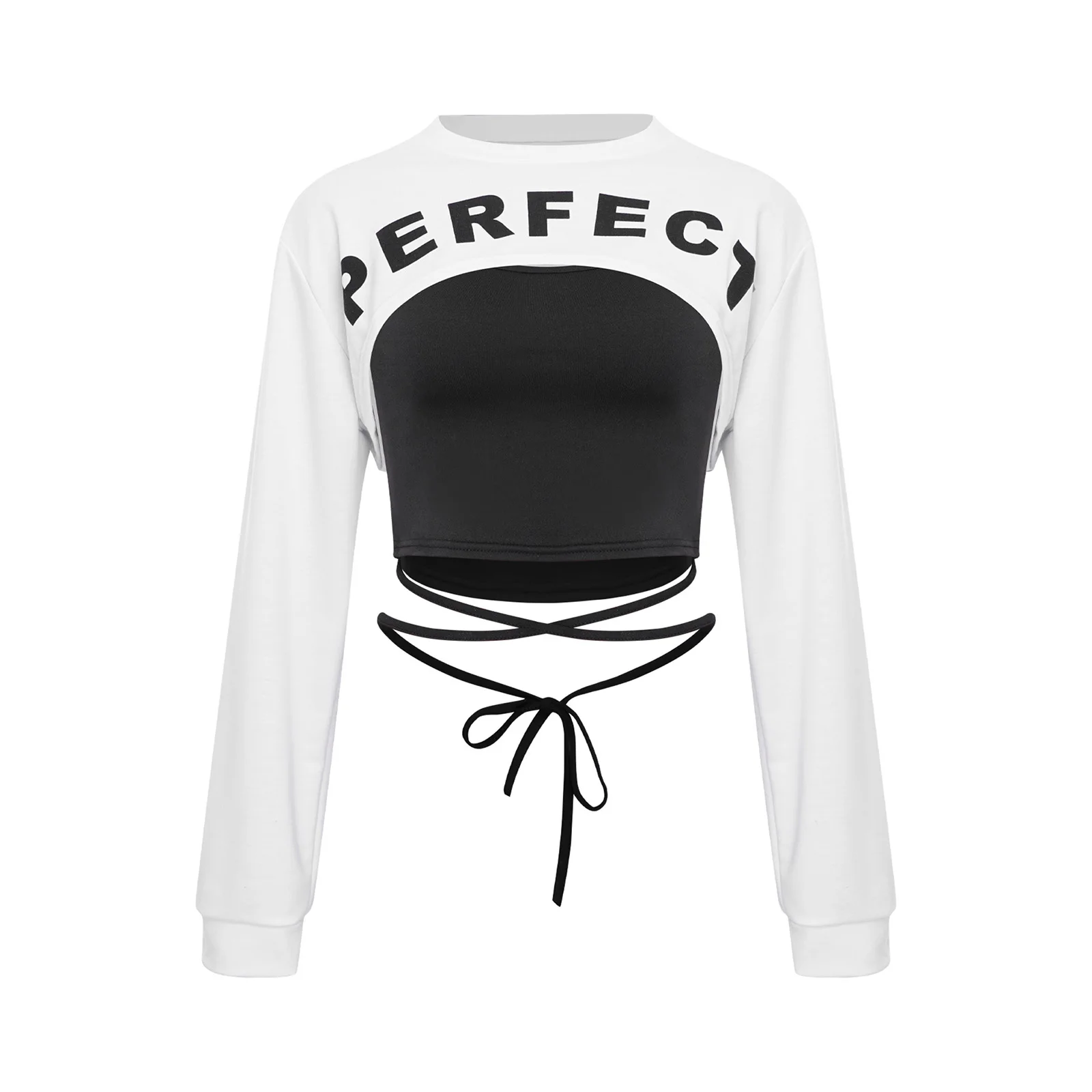 여성 댄스 탑 세련된 힙합 스트리트 댄스웨어 긴팔 크롭 탑 및 스파게티 스트랩 민소매 조끼 스포츠 요가 셔츠