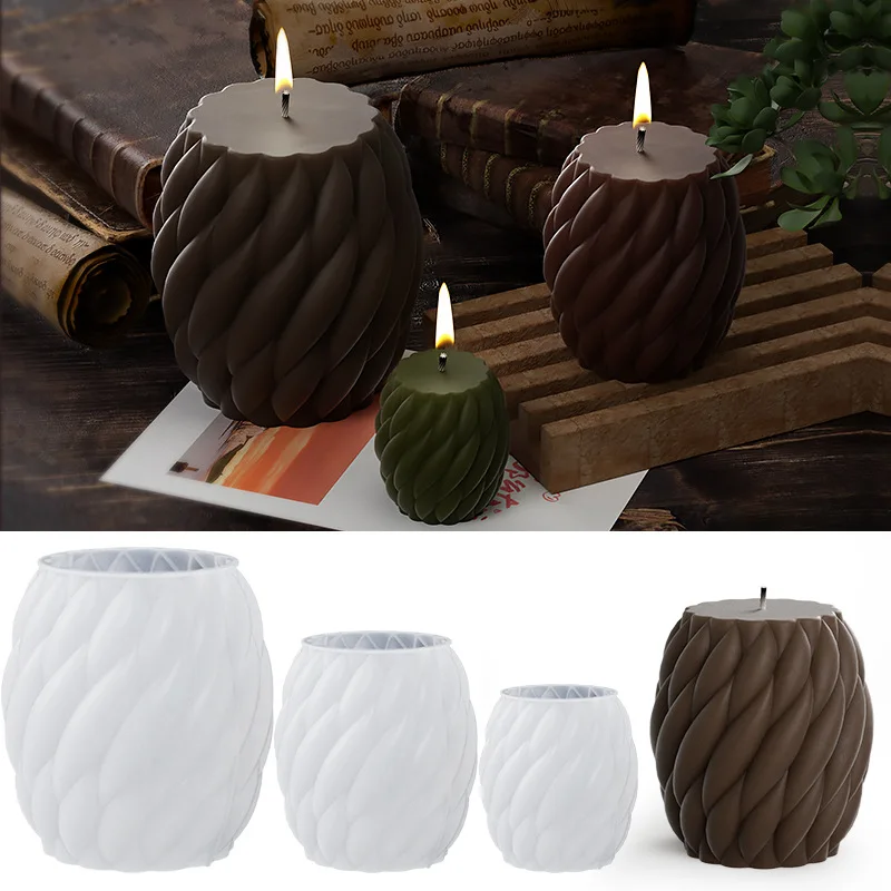 

3D Geometric Waves Column Silicone Candle Mold DIY Rotating Pillar Soap Resin Plaster Mould Chocolate Making Set Home Decor Gift