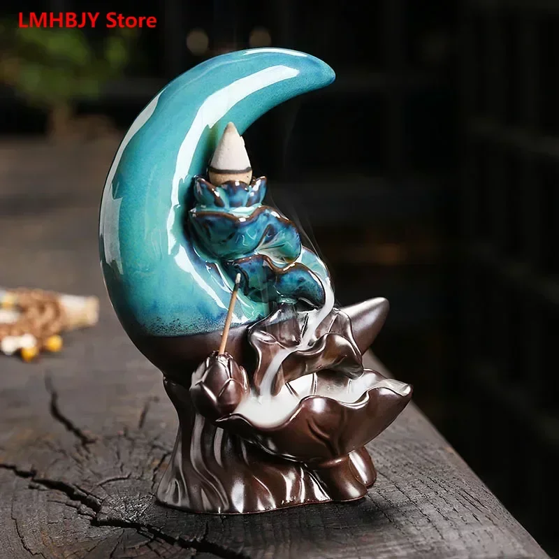 

LMHBJY Exquisite and Popular Moon Backflow Incense Burner Creative Home Ceramic Home Decoration Backflow Incense Burner