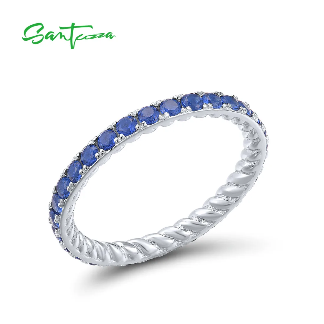 Santuzza 925 Sterling Silver Enamel Stackable Ring Cubic