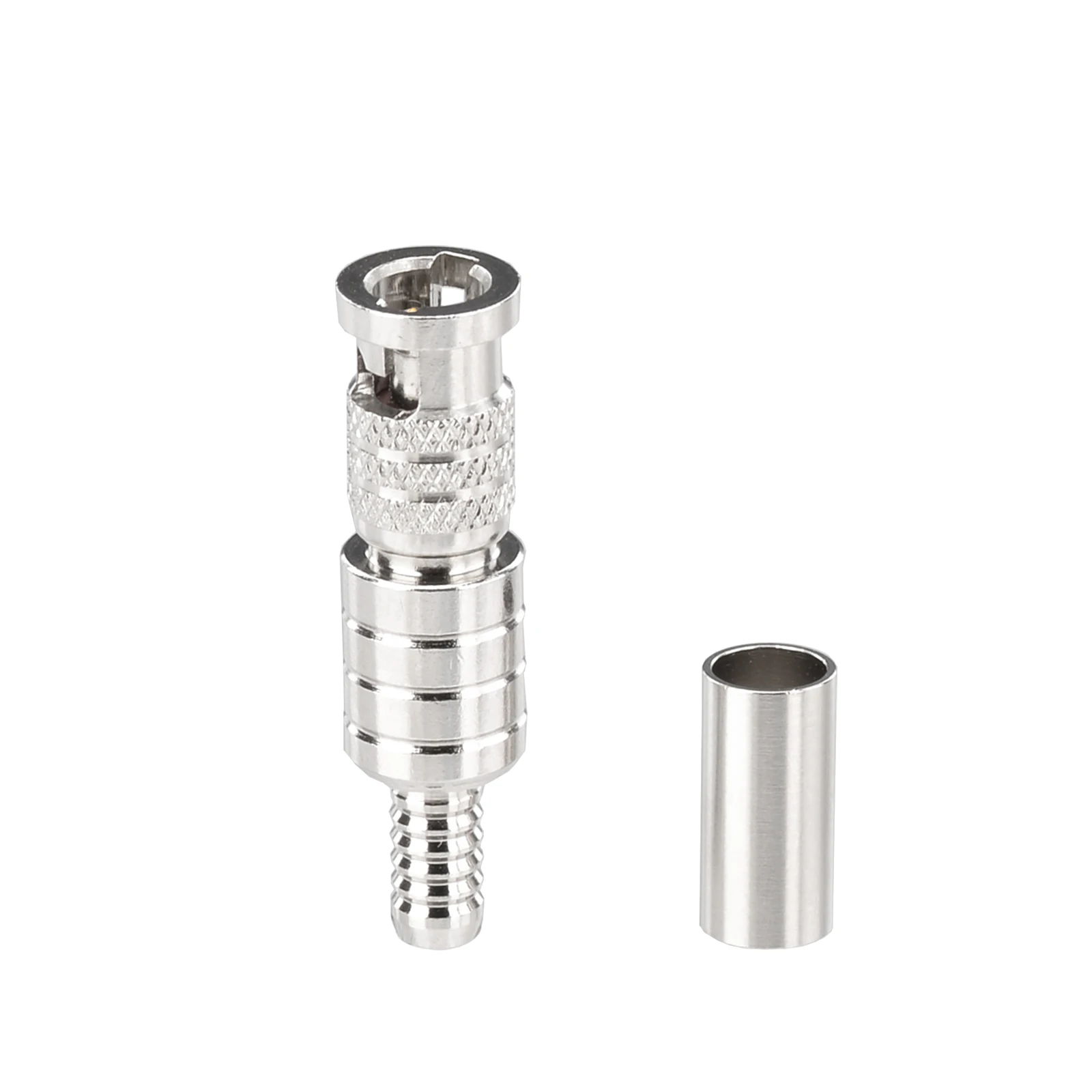 75ohm HD BNC Straight Crimp Plug RF Coaxial Connectors for Audio Video