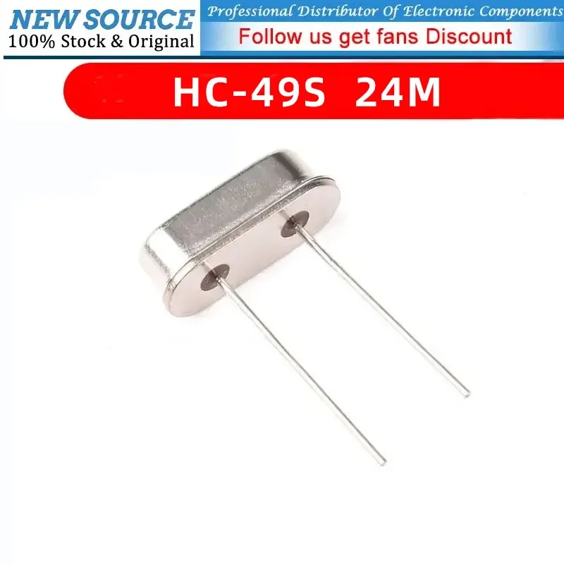 10pcs 24M DIP 2pin 24Mhz HC-49S Quartz Crystal Passive Crystal Oscillator