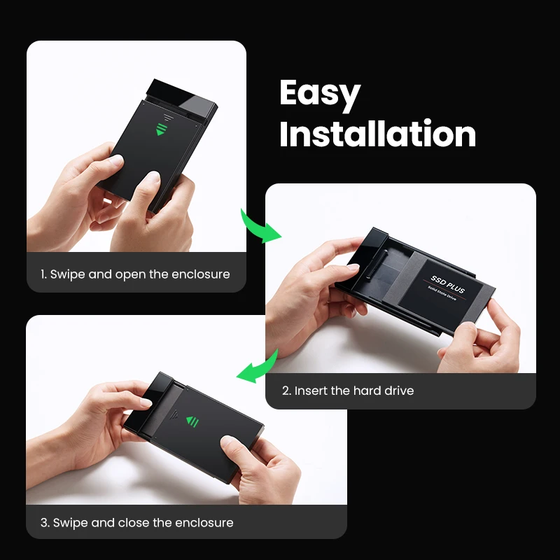 UGREEN HDD ̽ 2.5 ġ SATA-USB 3.0 ϵ ̺ Ŭ, SSD ũ HDD USB C 3.1 Gen 2 ̽ HD , RU Ư Ǹ