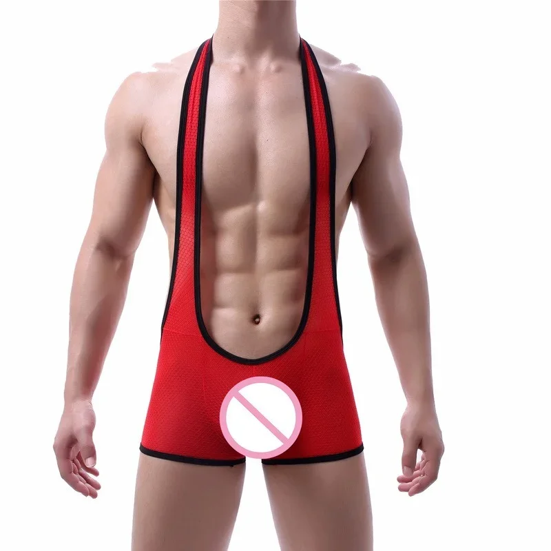 Mens Sexy Leotard Bodysuits Body Shapers Hanging Neck Boxers Jumpsuit Tights Men Singlet Underwear One-piece Male Undershirts men underwear