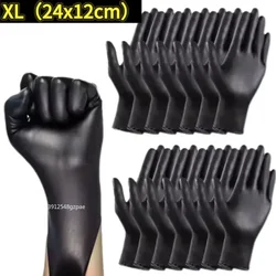 Black Disposable PVC Gloves - Multi - Purpose for Household, Gardening, and Pet Care (XL - 24x12cm)