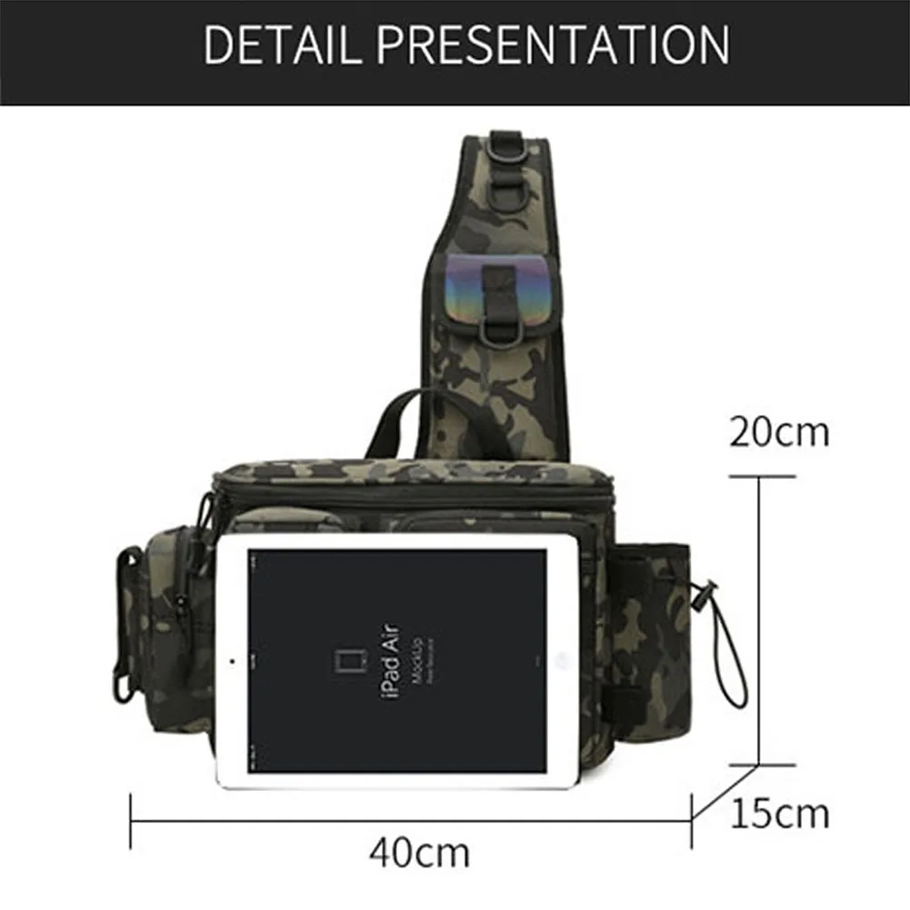 Outdoor Lure Waist Bag Portable Multi-function Large Capacity Oxford Cloth Fishing Bag With Rod Holder