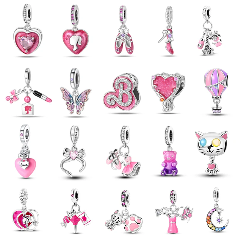 2025 cuentas de plata de ley 925 de moda, colección de zapatillas de cristal rosa, cuentas para pulsera Original de marca de 3mm, regalo DIY