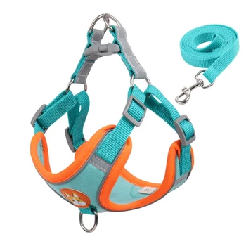 Dog Harness with 1.5m Traction Leash Set Pull Dog Vest Strap Adjustable Reflective Breathable Harness Dogs Puppy and Cats Cats 1