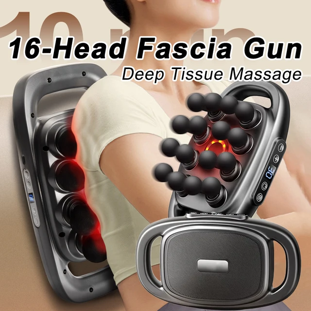 16-Head Fascia Gun High-Frequency Vibration Body Massage Gun Back and Waist Massager Massager Neck Shoulder Massager Masajeador