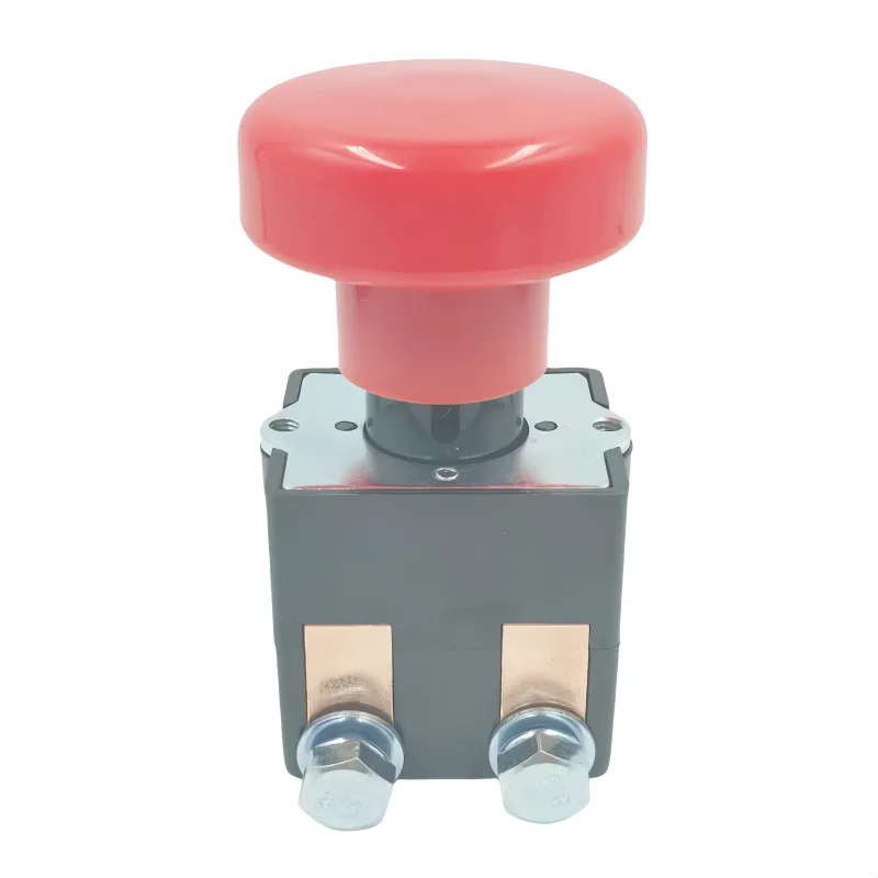 High-Amperage Red Emergency Stop Mushroom Push Button Switch for Industrial Vehicles and Equipment