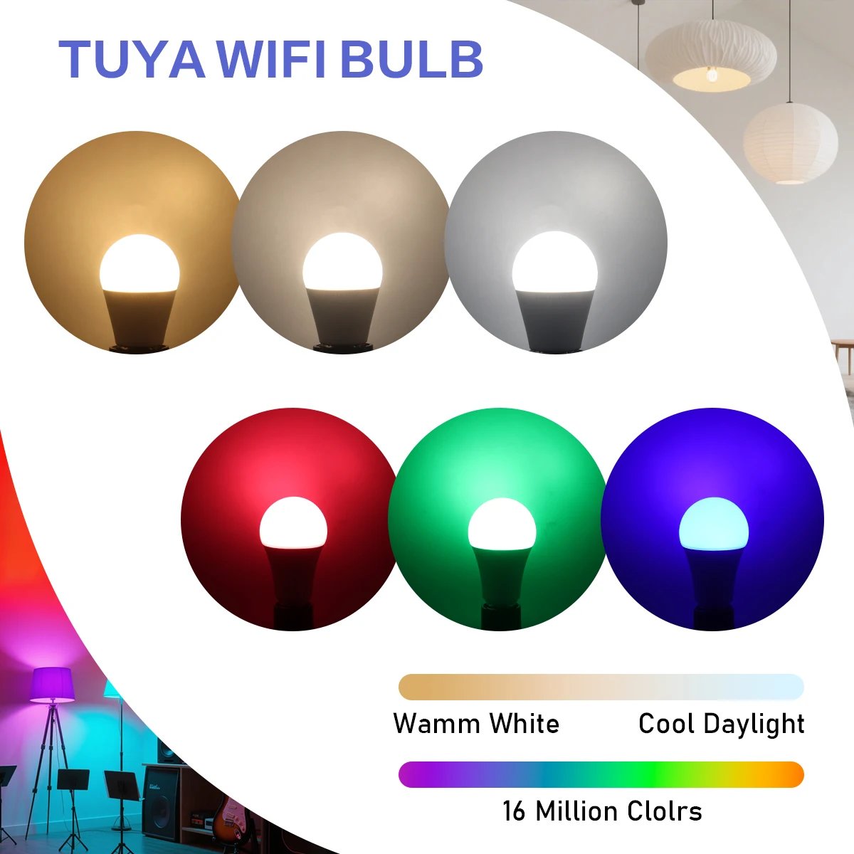 1-10PCS E27 RGB LED 전구 Tuya WIFI 디밍이 가능한 조명 10W LED 램프 2700-6500K 스마트 라이프 APP 음성 알렉사 구글 홈과 함께 작동