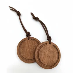 Premium Round Wood Diffuser - Handmade from White Wax Wood and Black Walnut - Elegant Car Hanging Aroma Accessory (2pcs)