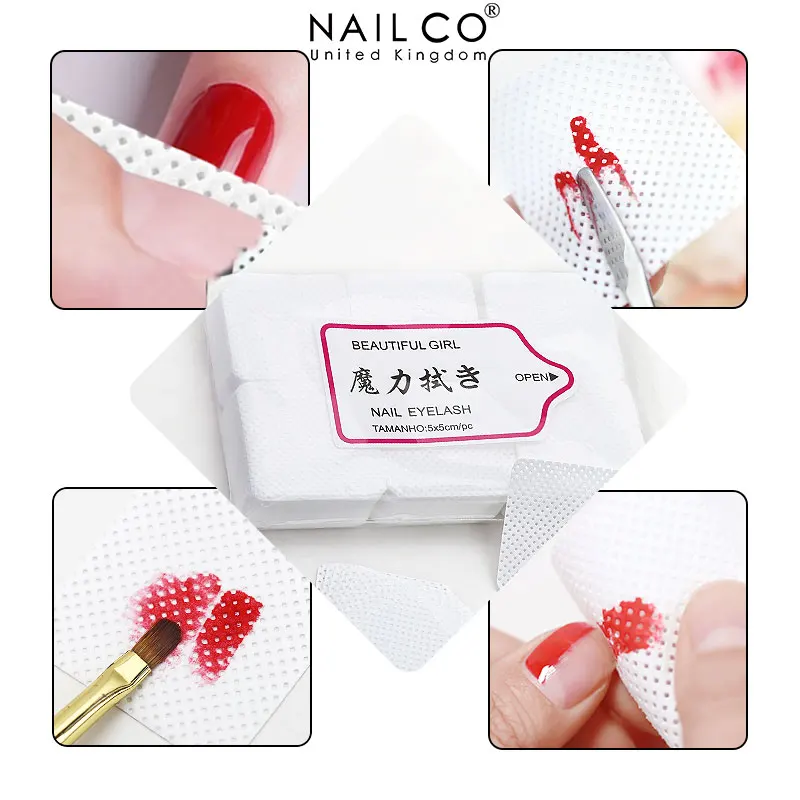 

NAILCO, белые безворсовые хлопковые подушечки, инструмент для очистки лака для ногтей, чистящие салфетки для дизайна ногтей, Типсы для гель-лака, инструмент для маникюра