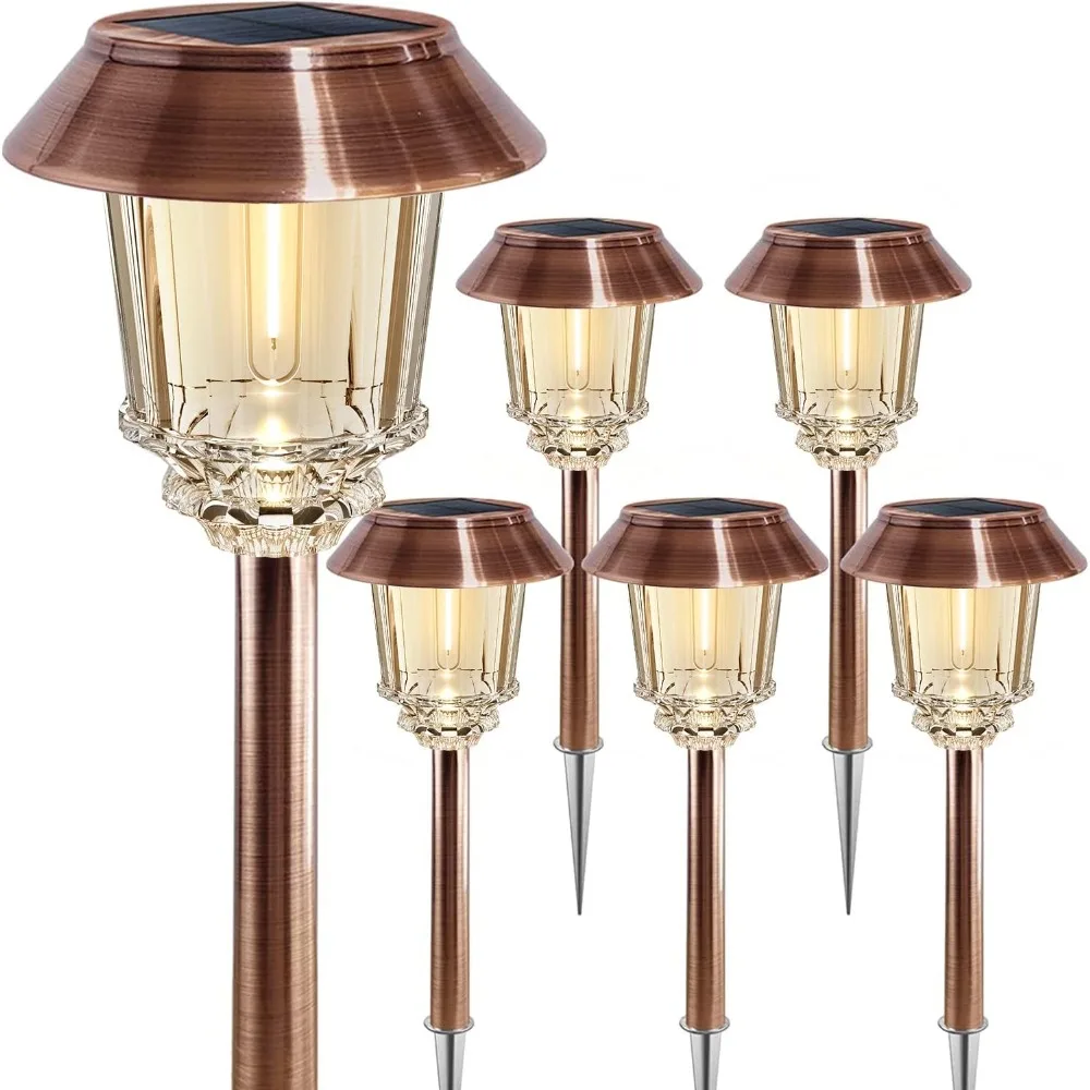 6 Pack Solar Garden Lights, Solar Lights Outdoor Auto On/Off IP65 Waterproof Solar Powered Landscape 10-40 LM Dimmable Lighting