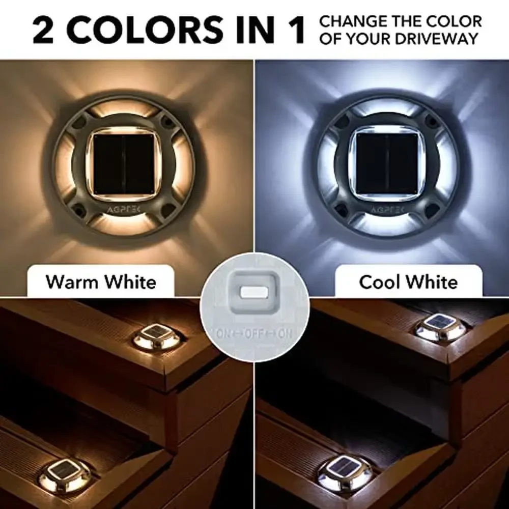 Solar Outdoor Driveway Lights 12 Pack Deck Dock Waterproof Markers Step Garden Patio 2 Color Modes LED Beads Rustproof Aluminum 2