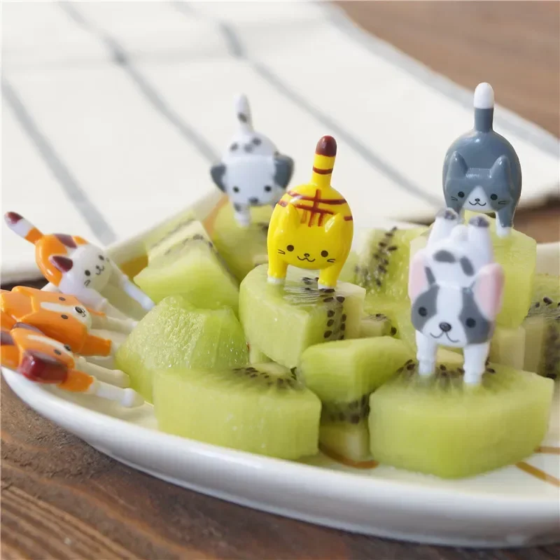 Cartoon Fruit Fork  Mini Animal Cartoon Food Picks Children Snack Cake Dessert Food Forks Lunch Accessories Party Decor